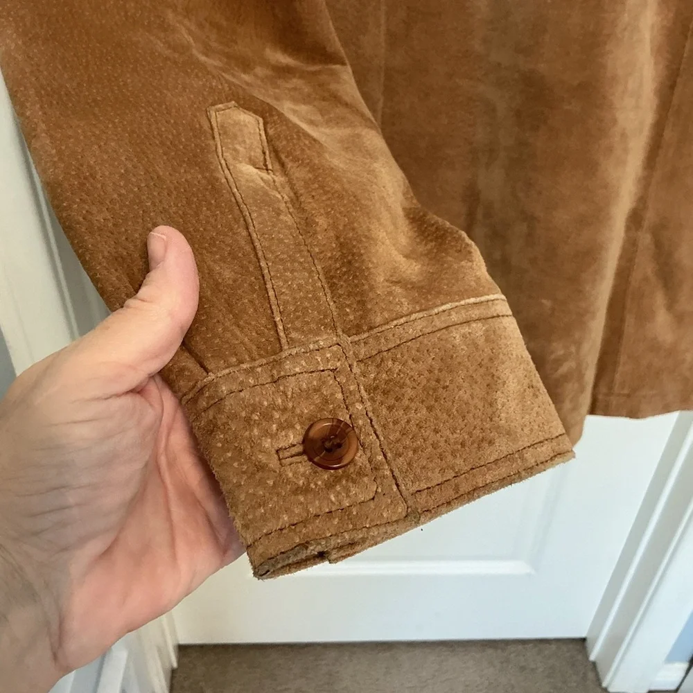 Vintage A.M.I. Womens Lined Light Brown Tan Leather Suede Jacket XL Y2K Hipster